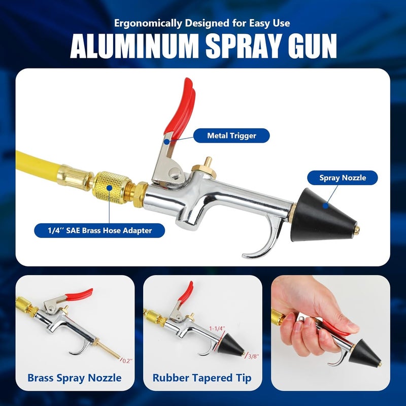 Gnhydxfe AC Flush Kit, Automotive air Conditioning Pipeline Cleaning Tool Home A/C Flush Tool,R134A R12 R22 R404 R410A AC System Flush Kit Can Tool with 220PSI Gauge, Air Fittings and Hose - Image 3